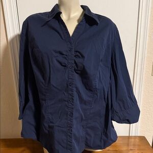 Lane Bryant Dark Navy Button-Front Shirt